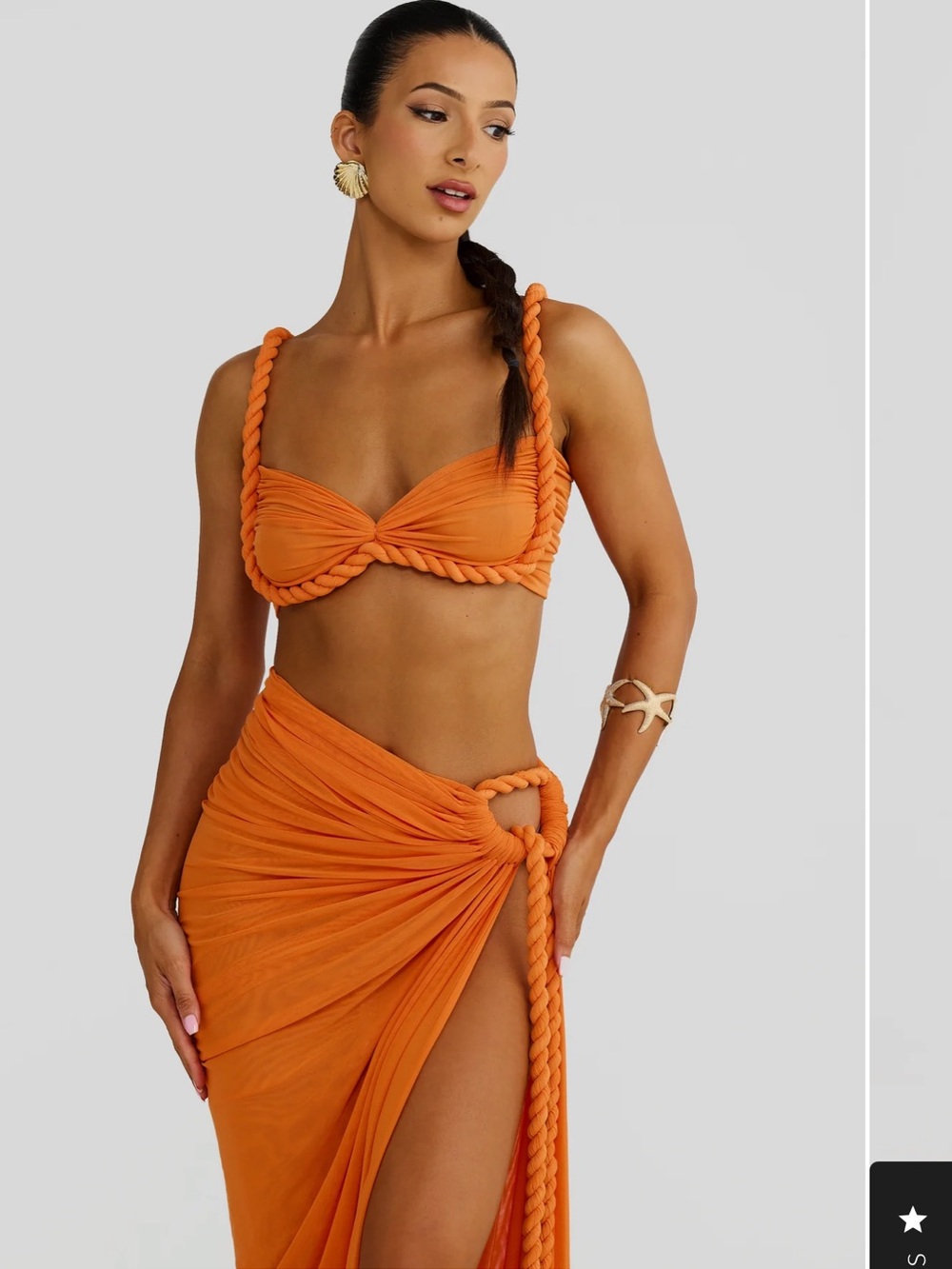 SOLD Two-Piece Ombre Bra Top & Maxi Skirt Set - Burgundy to Orange - Picture 3 of 4